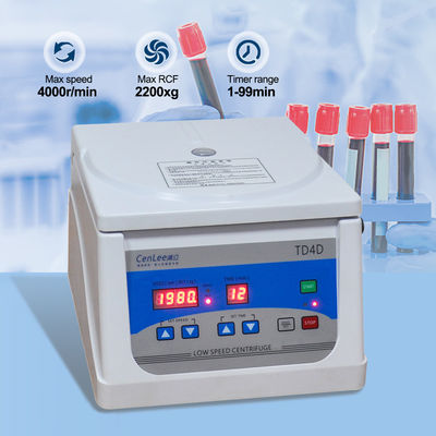 TD4D جدول بالا حداکثر 4000 Rpm زاویه روتر سانتریفیوژ کم سرعت کیت سانتریفیوژ آماده سازی پزشکی بالینی